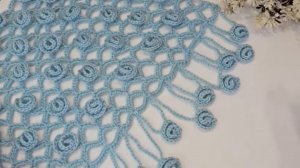 великолепная вязаная крючком шаль из бутона розы