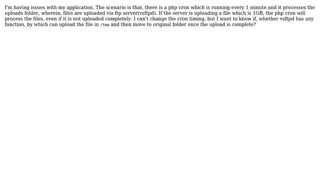 Upload files from vsftpd ftp client in /tmp and once they are uploaded, move them to original... смотреть онлайн