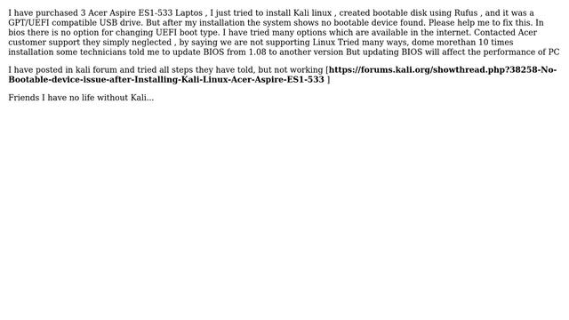 Unix & Linux: No Bootable device issue after Installing Kali Linux - Acer Aspire ES1-533 смотреть онлайн