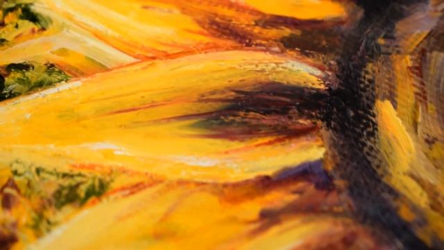Картина маслом "Подсолнухи". Процесс создания авторской картины маслом / "Sunflowers" oil painting смотреть онлайн