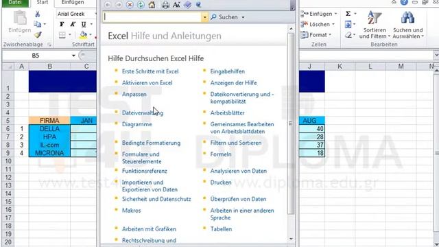 Schlagen Sie ein beliebiges Thema in der MS-Excel-Hilfe nach. Die Hilfe soll in einem neuen... смотреть онлайн