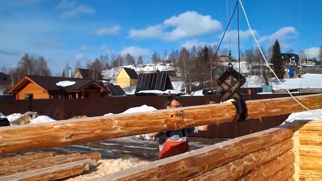 Разборка сруба краном смотреть онлайн