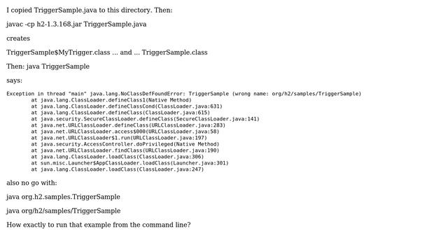 How to compile and run H2 TriggerSample? смотреть онлайн