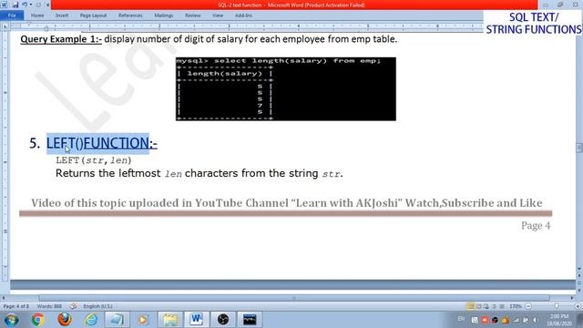 SQL TEXT/STRING FUNCTION | LOWER | UPPER | SUBSTR | INSTR | LENGTH | LEFT | TRIM | XII IP | CBSE смотреть онлайн