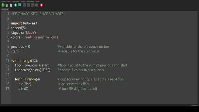 Python Turtle Tutorials 30 # Fibonacci Squares смотреть онлайн