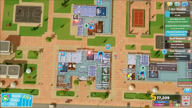 Two Point Hospital, Level #10, Sweaty Palms (3 stars) смотреть онлайн