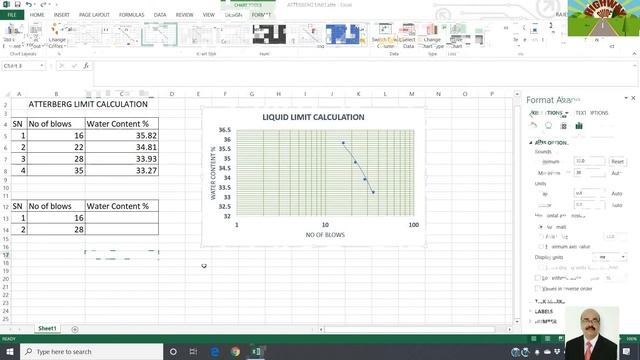 LIQUID LIMIT GRAPH & CALCULATION IN EXCEL смотреть онлайн