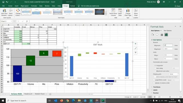 How to create a waterfall chart in Excel смотреть онлайн