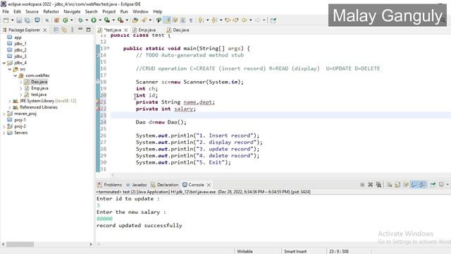 Advanced Java class 3 --JDBC- CRUD Operation in Oracle смотреть онлайн