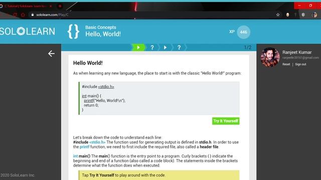 C Tutorial SoloLearn Learn to code for FREE! смотреть онлайн