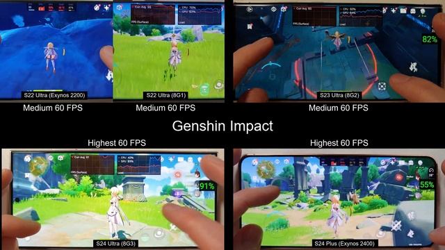 S24 Ultra Vs S24 Plus Vs S23 Ultra Vs S22 Ultra Gaming Test