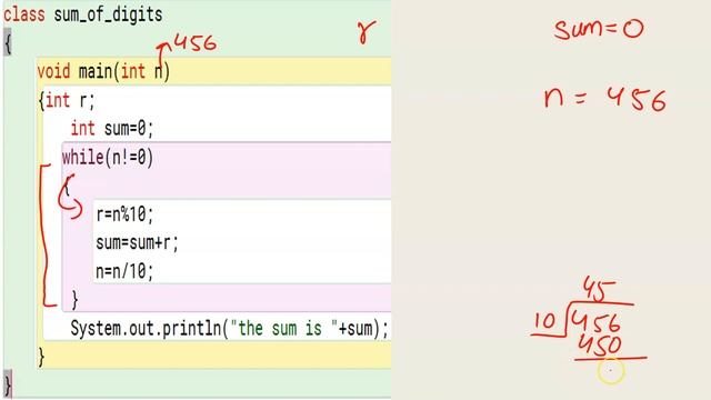 FIND THE SUM OF DIGITS OF A NUMBER USING WHILE LOOP смотреть онлайн
