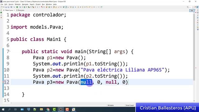 Clases y Objetos en JAVA atributos constructores setter y getter toString Ej pava eléctrica P3/4 смотреть онлайн