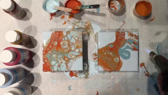 Small Canvas Acrylic Pour Painting Tutorial for Beginners Easy смотреть онлайн