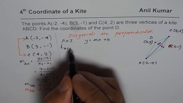 How to Find Fourth Coordinate for Kite from Three Given Points