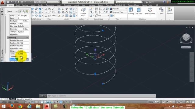 3D - Helix (spring) design in AutoCAD (Basic) смотреть онлайн