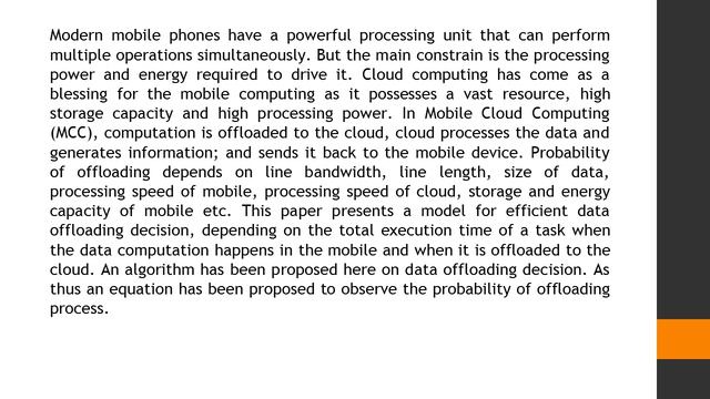 An Approach to Improve the Performance of Mobile Computation Technology Using Data Offloading IJMRE смотреть онлайн