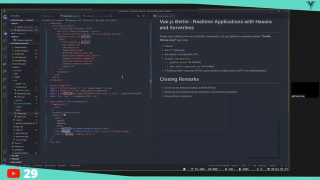 Gavin Ray - Realtime GraphQL and Serverless made easy for Vue apps with Hasura смотреть онлайн