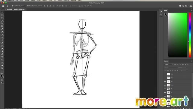 Как нарисовать скелет человека? / Курс «Рисование в Photoshop для начинающих» от more-art.ru смотреть онлайн