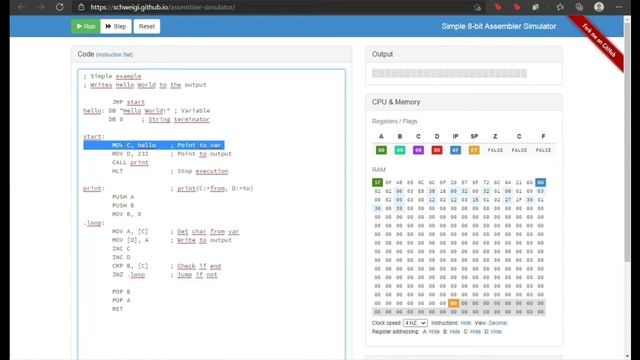 Funcionamiento de Simple 8-bit Assembler Simulator смотреть онлайн