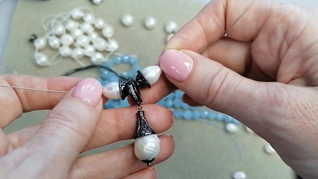 АКВАМАРИН + ЖЕМЧУГ. Заказали украшение. смотреть онлайн