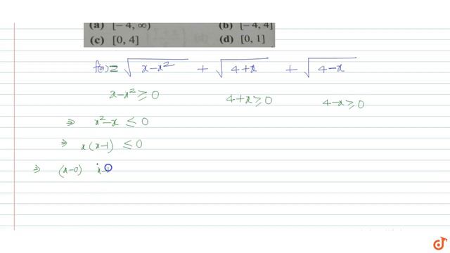 The domain of the function `f(x) = sqrt(x - x^2) + sqrt(4 + x) + sqrt(4 - x)` is смотреть онлайн