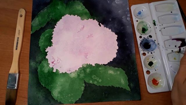 Рисуем цветок гортензию акварелью. смотреть онлайн