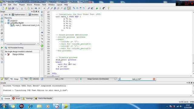 Create a simple VHDL test bench using Xilinx ISE. смотреть онлайн