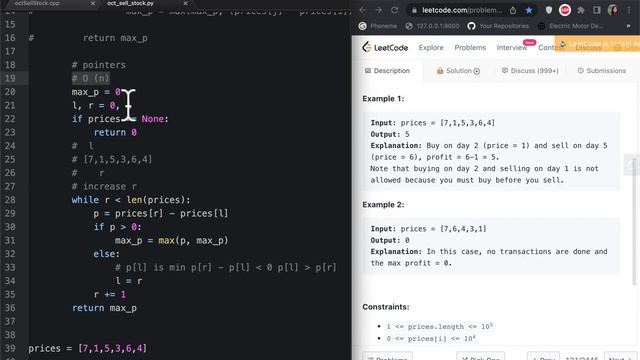 Leetcode Algorithm 121 Sell/Buy Stock MAX Profit Python C++ смотреть онлайн