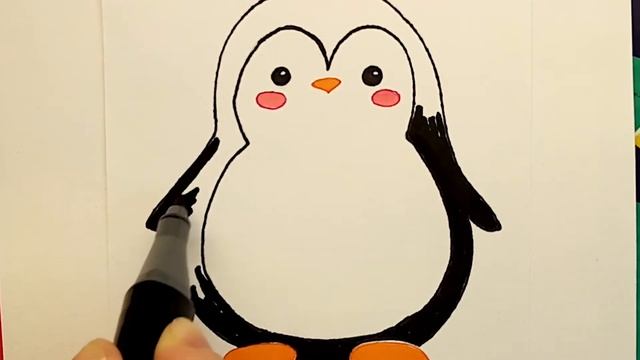 How to draw a penguin / Как нарисовать пингвина смотреть онлайн