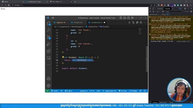 Rendering Lists with map() 2 - ReactJS(TypeScript) | MengSreang Channel смотреть онлайн