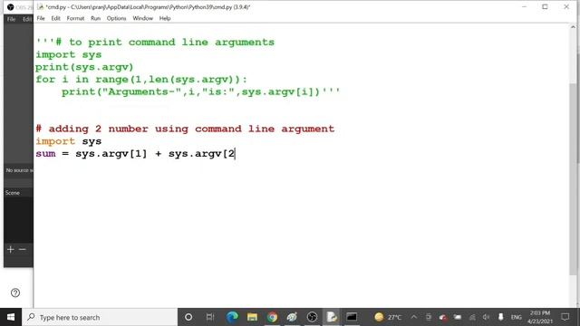 10.1 Adding two numbers through command line argument | Python Lectures | смотреть онлайн