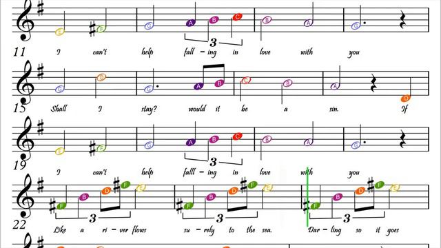 Can't Help Falling in Love - Recorder Beginner Sheet Music with Easy Notes & Letters смотреть онлайн