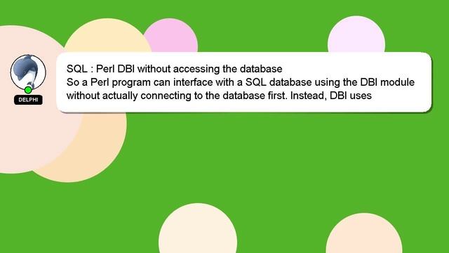 SQL : Perl DBI without accessing the database смотреть онлайн