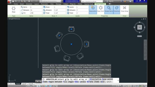 Learning AutoCAD 2013 Tutorial 8: Array, Rotate, Stretch. смотреть онлайн