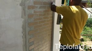 Монтаж фасадной системы "Гибкий кирпич"