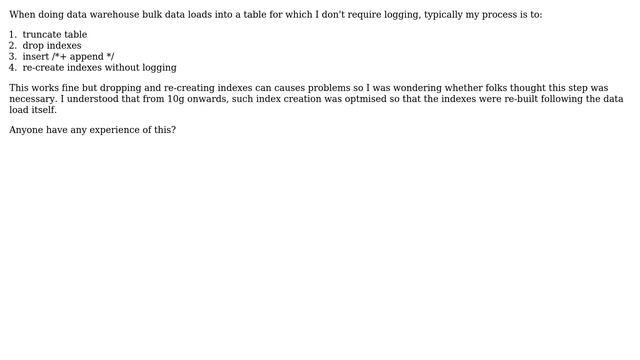 DevOps & SysAdmins: Does Oracle optimise index creation following bulk data load (2 Solutions!!) смотреть онлайн