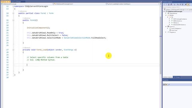 C# SQL Server EF Core Tutorial : Select specific Columns using LINQ | Query and Method Syntax смотреть онлайн
