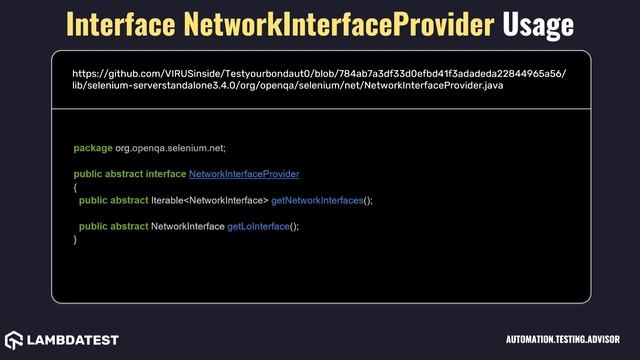 org openqa selenium net touch Interface NetworkInterfaceProvider with example смотреть онлайн