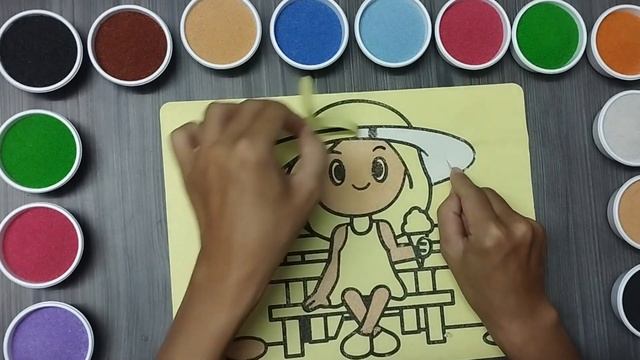 Tô màu tranh cát cô bé ngồi ăn kem #tomautranhcat #tomau #kidsartcute смотреть онлайн