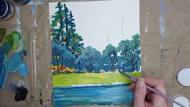 Рисуем простой летний пейзаж | Видео для вашего вдохновения смотреть онлайн