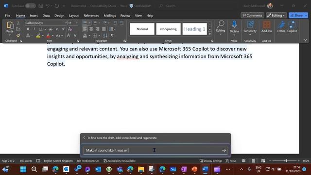 M365 Copilot demo - Word creation and change of tone смотреть онлайн
