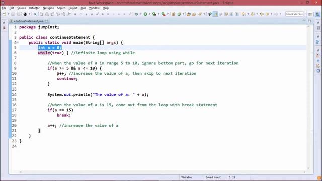 Java Essentials - Continue statement in java смотреть онлайн