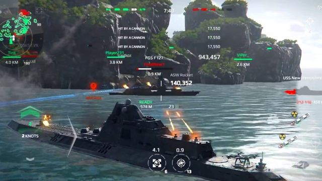 Modern Warships-The Stone Peaks map is too hard for Battleship | USS new Hampshire | gameplay смотреть онлайн