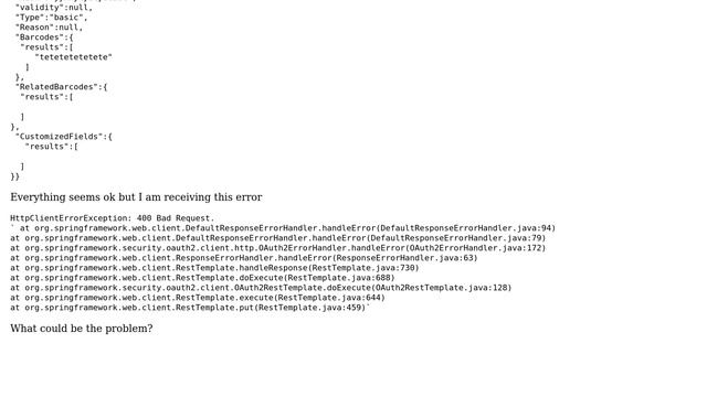 org.springframework.web.client.HttpClientErrorException: 400 Bad Request for PUT смотреть онлайн