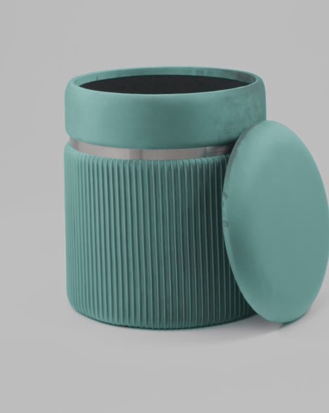 Пуф Миранда серебро. Лаконичный пуф из велюра с ящиком для хранения смотреть онлайн