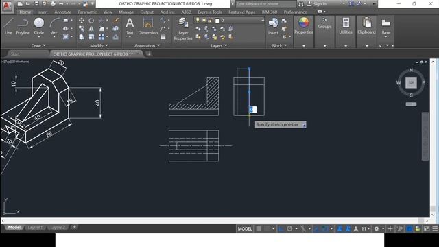SECTIONAL ORTHOGRAPHIC PROJ AUTOCAD LECTURE 6 смотреть онлайн