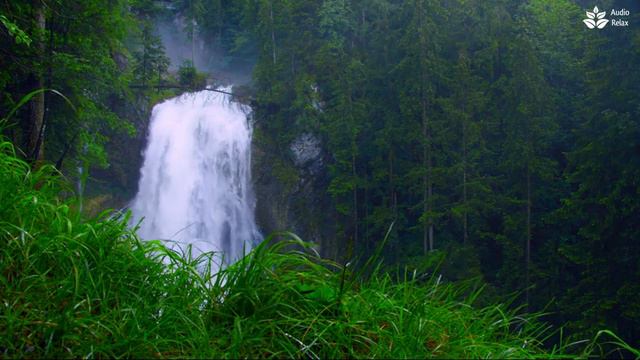 Calming Huge Forest Waterfall. (10 hours). White Noise. смотреть онлайн