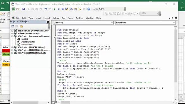 Automatically count colored cells with VBA in Excel смотреть онлайн
