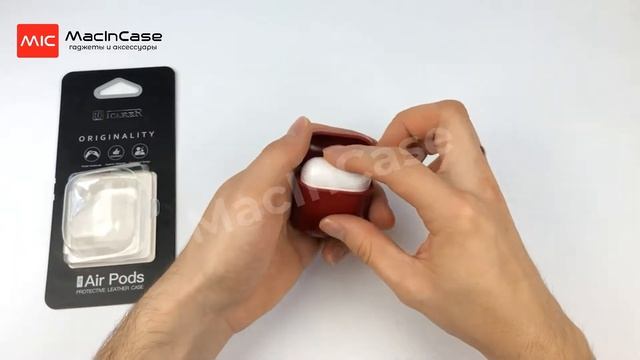 Кожаный чехол для AirPods iCarer Vintage Leather Case Red смотреть онлайн